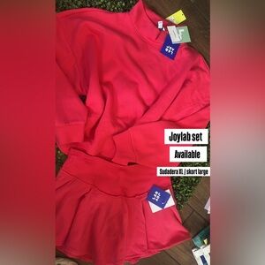 JoyLab Vibrant Pink Mock Neck Sweatshirt and Skort Set